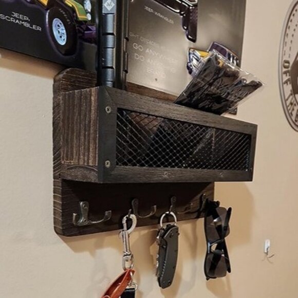 NEW Mail and Key Holder for Wall Decorative, Wooden Wall Key Rack Organizer - Picture 4 of 9